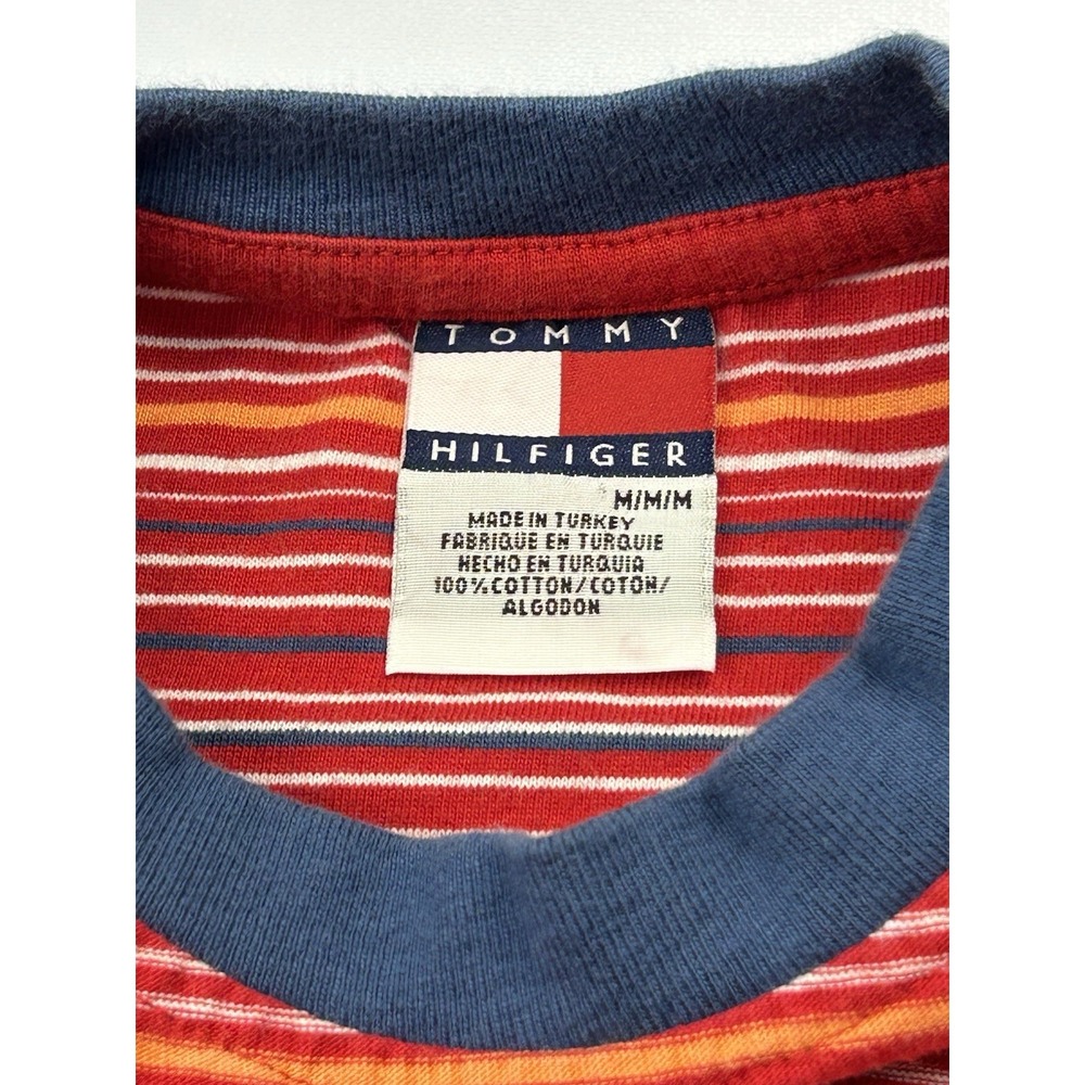 Tommy Hilfiger Y2K Striped Sleeveless Tank Top Sz Med Red Cotton Logo Retro 90s - Picture 3 of 10